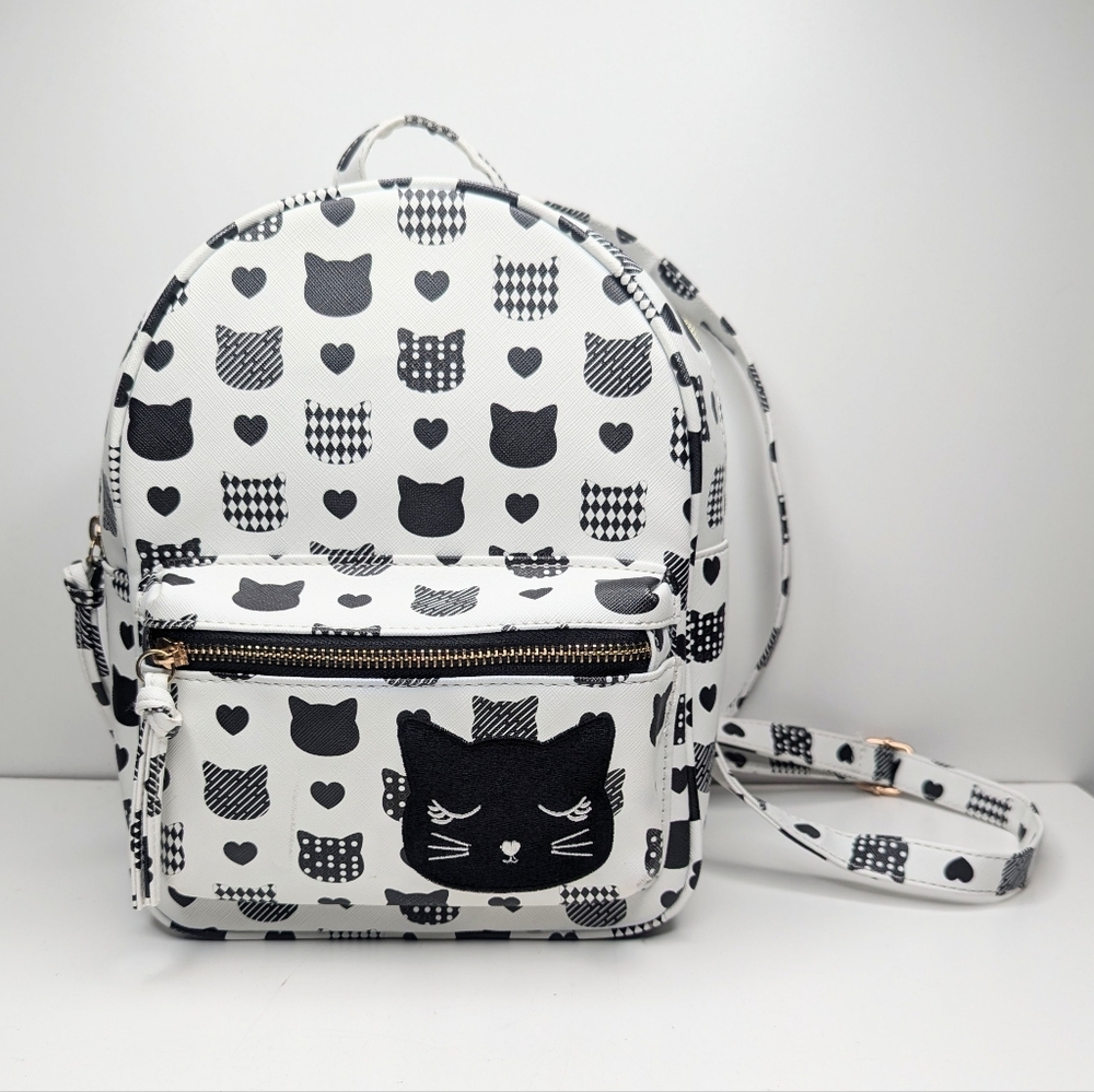 Under One Sky Kitty Backpack Black White Kids School Small